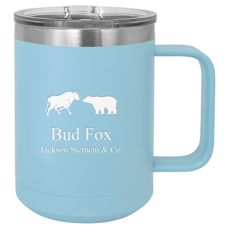 Wall Street Theme Light Blue Personalized Polar Camel Coffee Mug
