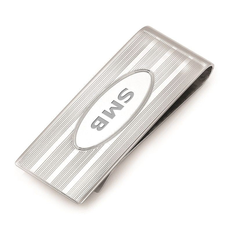 Pinstripe Collection Sterling Silver Engraved Money Clip