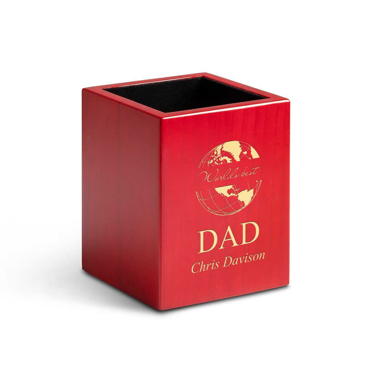 Rose Finished Wood World's Best Dad Personalized Pen and Pencil Cup