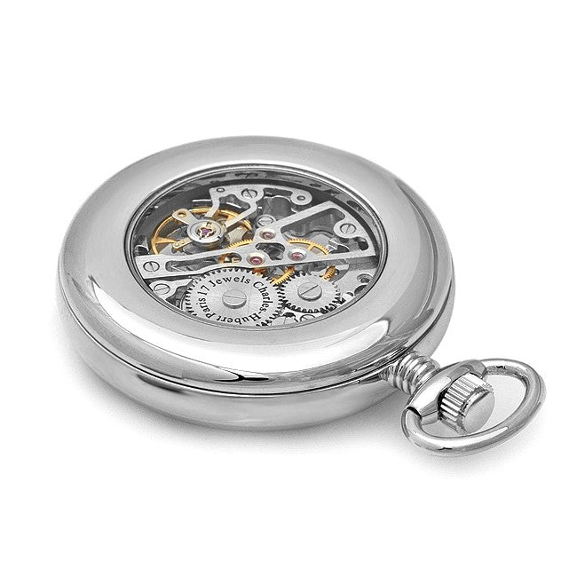 Silver & Rose Gold Open Face Charles Hubert Pocket Watch & Chain #3801 - Executive Gift Shoppe