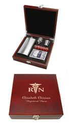 Nurse's Engraved Flask & Gaming Set