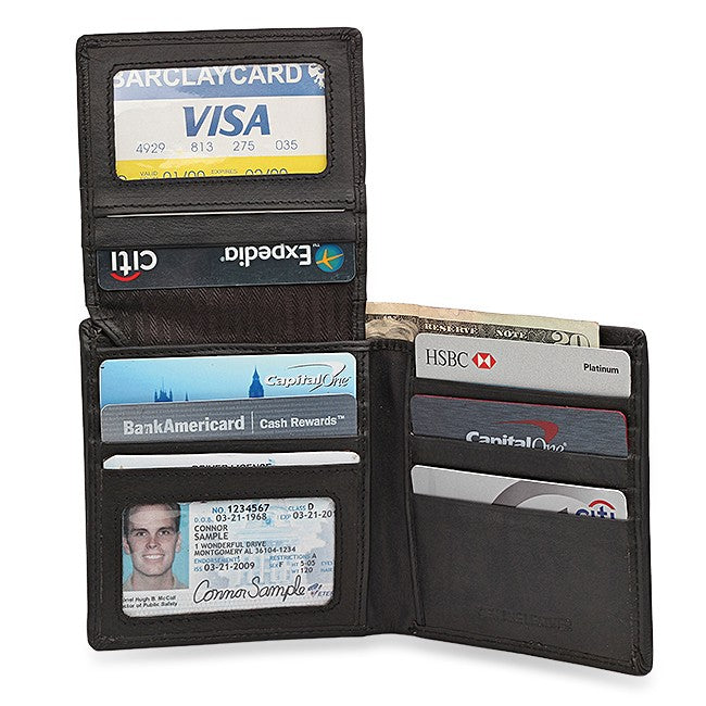 RFID Collection Bifold Wallet With Snap Secured Credit Card Flap