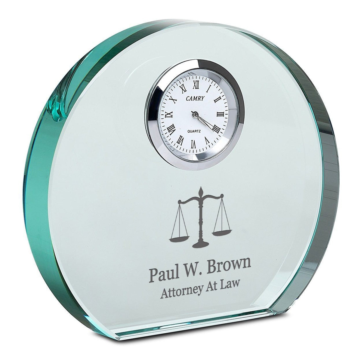 Lawyer Personalized Round Crystal Desk Clock
