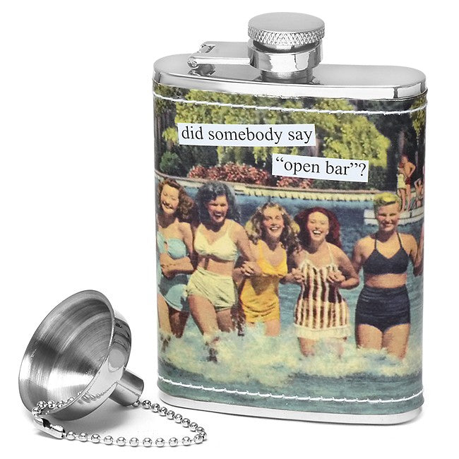 Did Somebody Say "Open Bar" Flask by Anne Taintor