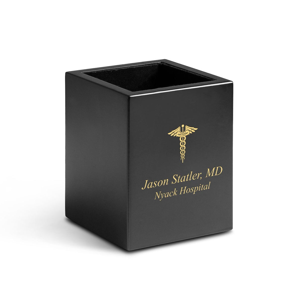 Cherry Finish Wood Doctor Theme Personalized Pen and Pencil Cup