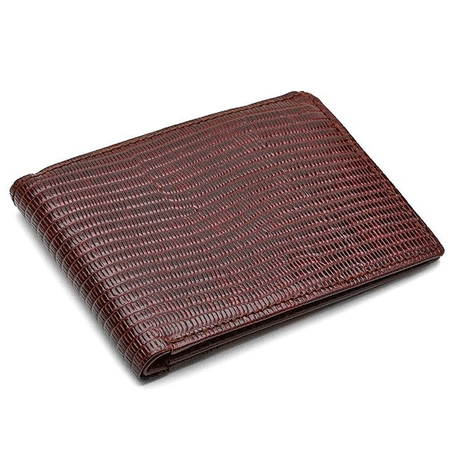 Men's Bifold Lizard Print Italian Leather Wallet with ID Flap