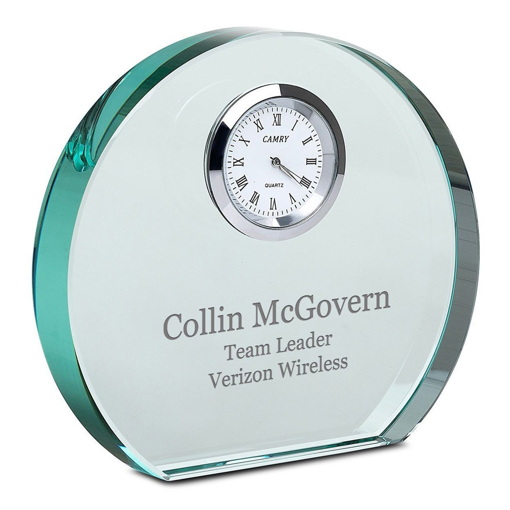 Jade Collection Personalized Round Crystal Desk Clock