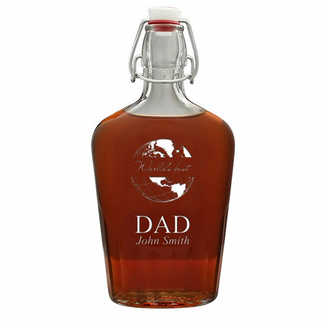 World's Best Dad 17 Oz Vintage Glass Flask