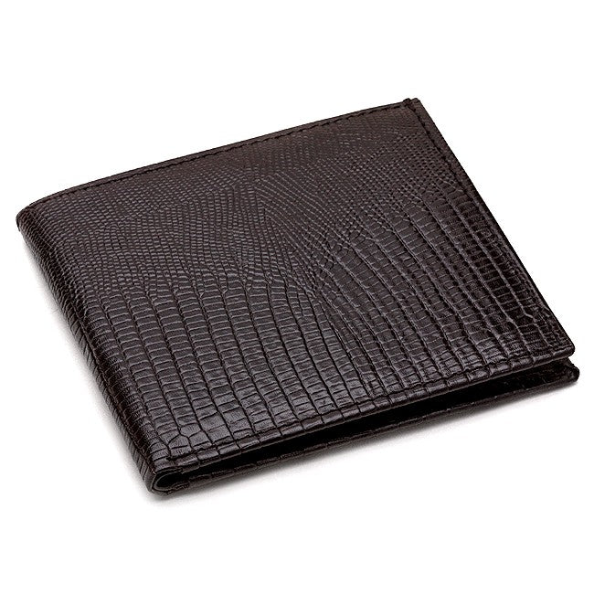 Men's Bifold Lizard Print Italian Leather Credit Card Wallet