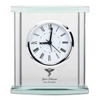 Chiropractor Personalized Glass Table Clock with Silver Finish Accents
