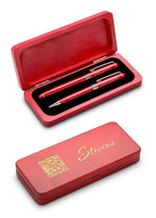 Last Name Monogra Personalized Cherrywood Ballpoint Pen & Fountain Pen Set