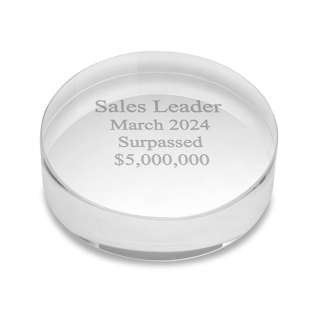 Crystal Clear Round Paperweight with Free Laser Engraving