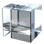Personalized Crystal Cube Paper Weight - 2 1/2" x 2 1/2"