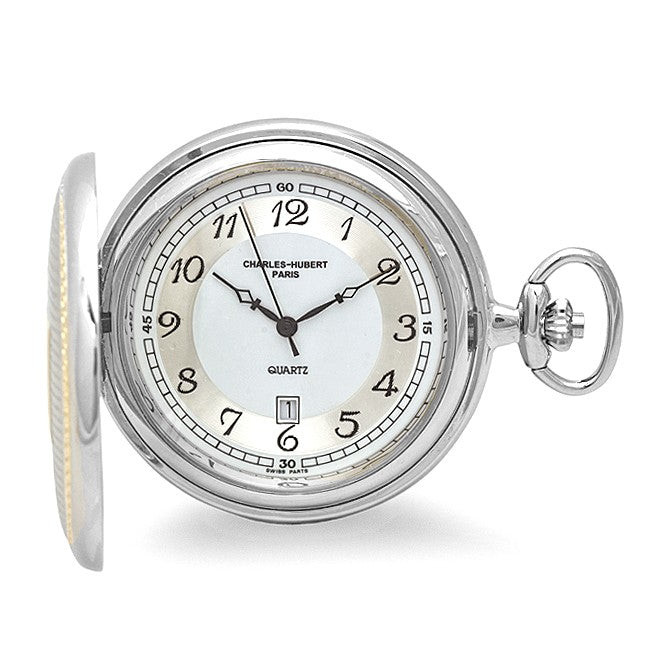 Engraved Quartz Charles Hubert Pocket Watch & Chain #3554 - Executive Gift Shoppe