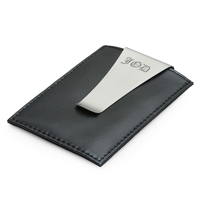 Leather and Steel Credit Card Money Clip - Executive Gift Shoppe