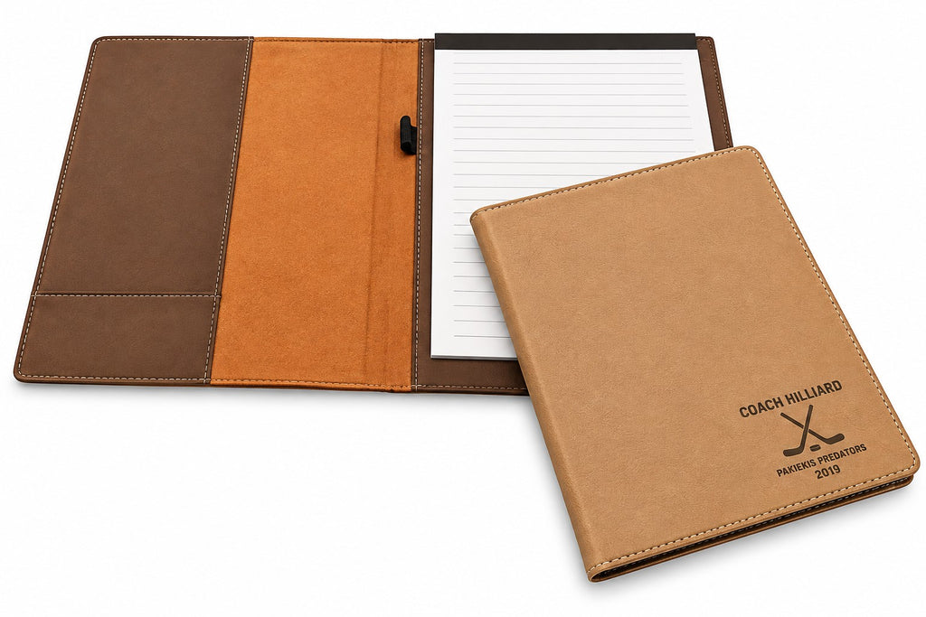 Hockey Coach's Personalized Brown Leatherette Portfolio