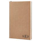 Light Brown Journal with Black Satin Bookmark with Script Monogram