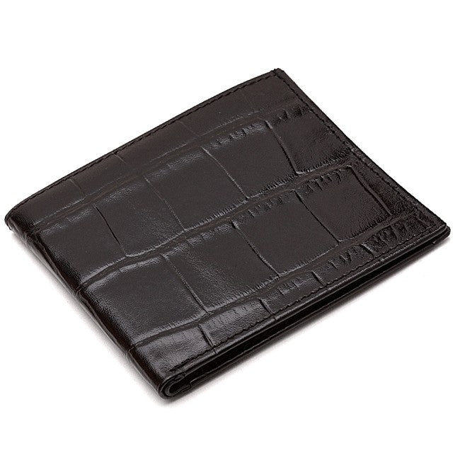 Men's Bifold Crocodile Print Italian Leather Credit Card Wallet