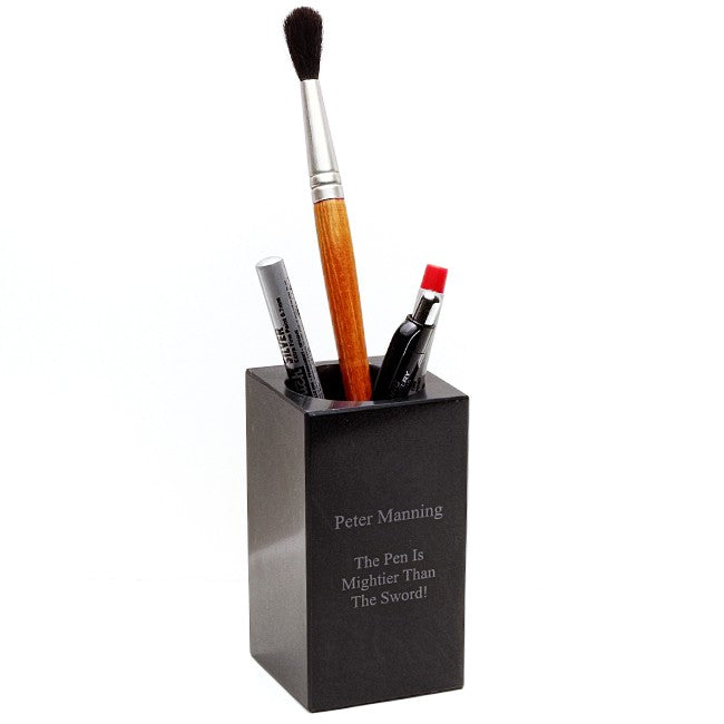 Personalized Black Marble Pen Holder - Executive Gift Shoppe
