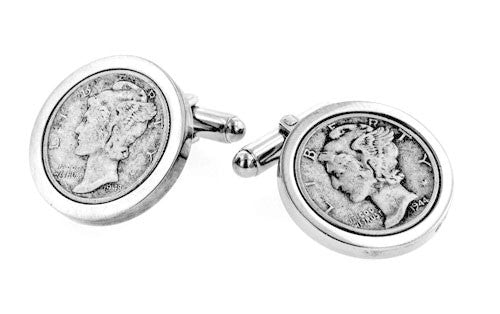 Genuine Dime Inlay Silver Cufflinks