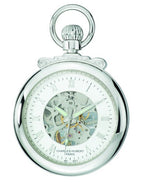 Silver Open-Faced Charles Hubert Pocket Watch & Chain #3903-W - Executive Gift Shoppe