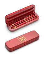 Split Monogram Theme Personalized Cherry Finish Pen and Pencil Set