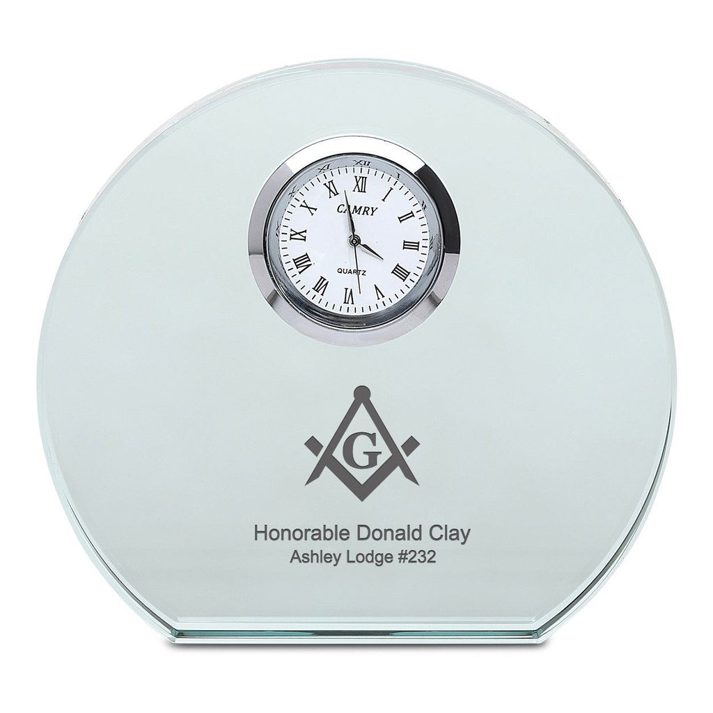 Masonic Personalized Round Crystal Desk Clock