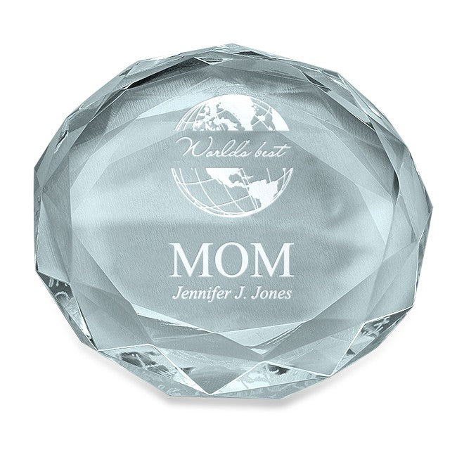 World's Best Mom Round Glass Paperweight