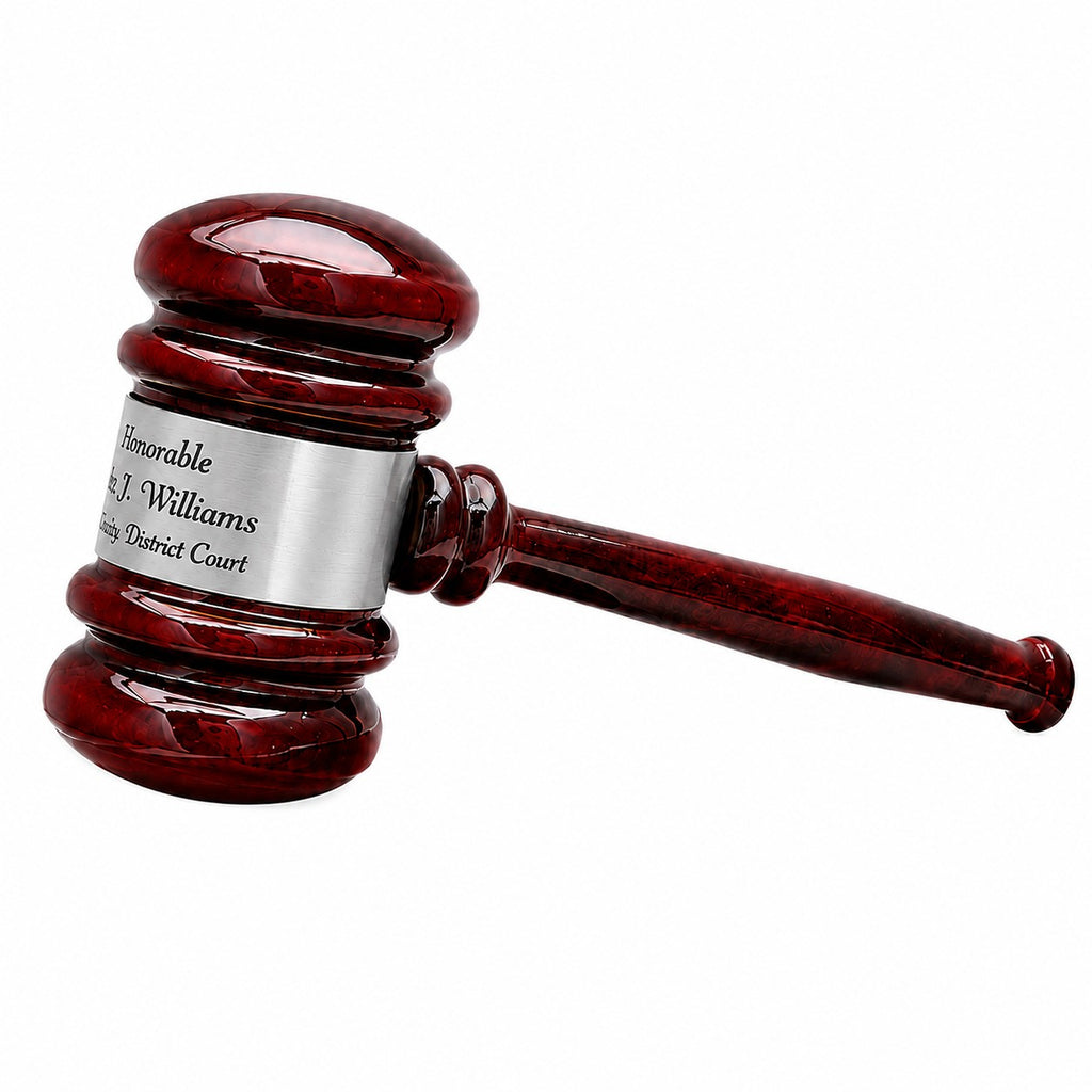 Personalized Rosewood Gavel With Silver Band & Sounding Board