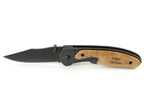 Personalized Wood & Steel Lockblade Knife with Belt Clip - Executive Gift Shoppe