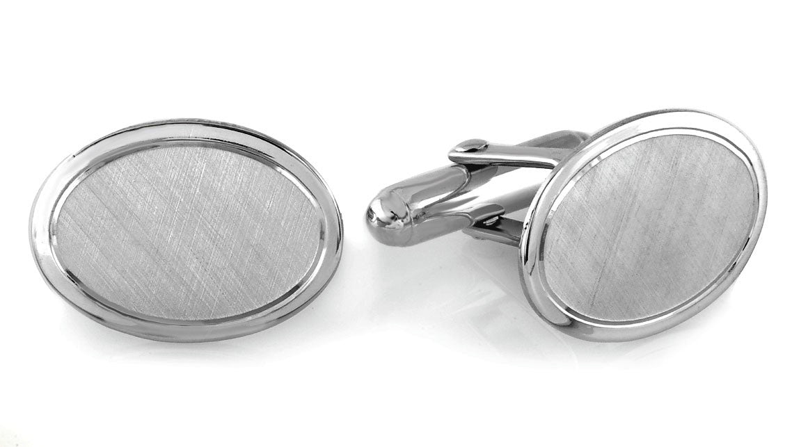 Sterling Silver Two Tone Collection Engravable Cufflinks