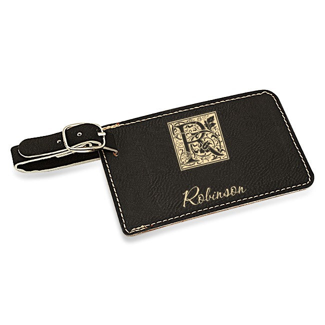 Initial Monogram Black Luggage Tag