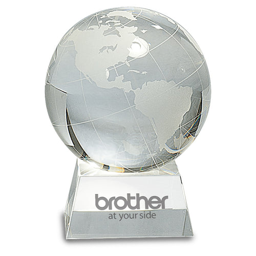 Clear Crystal Globe With Laser Engraved Pedestal Base - 5 1/2" Height