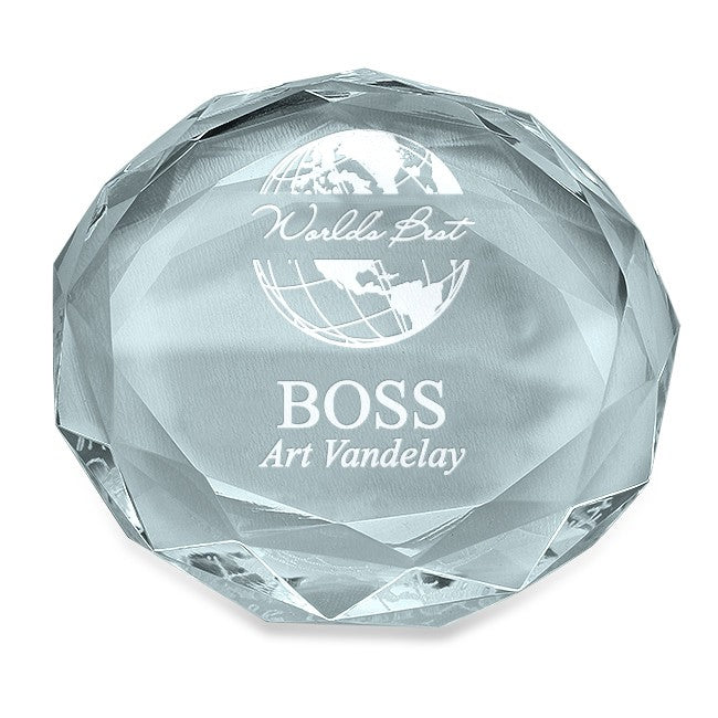 World's Best Boss Round Glass Paperweight