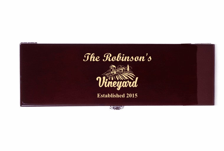 Personalized Vineyard Theme Rosewood Wine Box