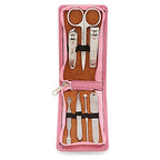 Initial Monogram Pink Leather Manicure Gift Set