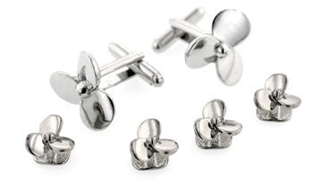 Propeller Shaped Cufflinks and Shirt Stud Formal Set