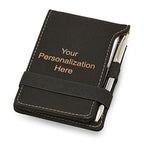 Personalized Black Leatherette Notepad & Pen