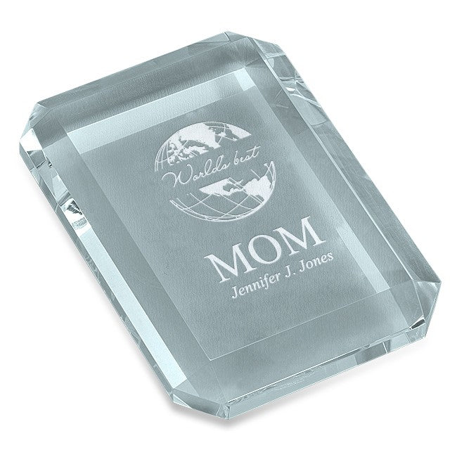 World's Best Mom Rectangular Glass Paperweight