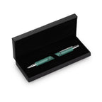 Silver & Teal Leatherette Click Action Ballpoint Pen - Free Personalization