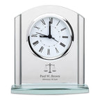 Lawyer Arched Glass Personalized Desk Clock with Silver Finish Accents