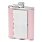 Women's Pink Leather Flask With Cigarette Case - Executive Gift Shoppe