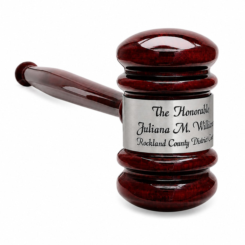 Personalized Rosewood Gavel With Silver Band & Sounding Board