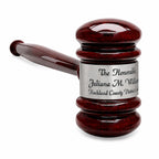 Personalized Rosewood Gavel With Silver Band & Sounding Board