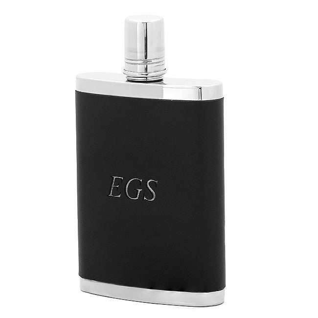 Leather Wrap Personalized Flask with Attached Shot Cup - Executive Gift Shoppe