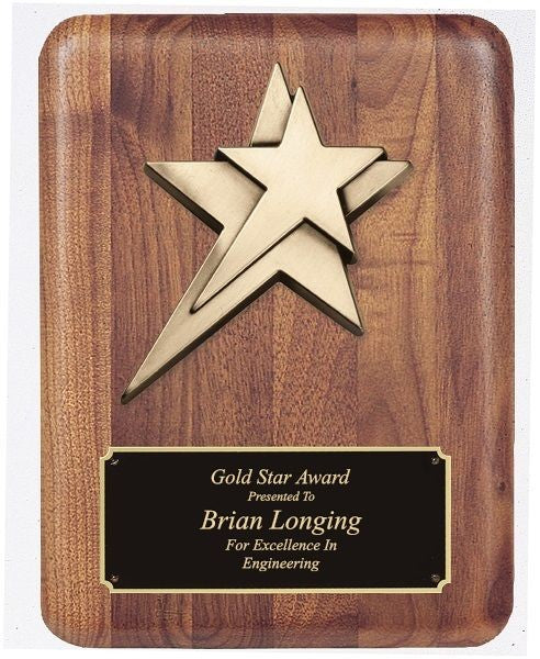 Personalized Walnut Star Plaque