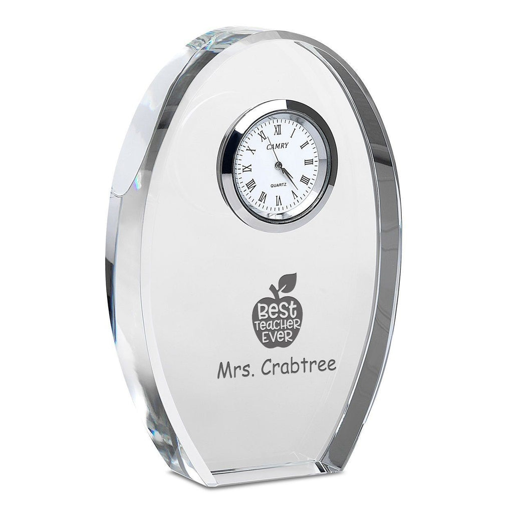 Best Teacher Ever Personalized Oval Crystal Desk Clock