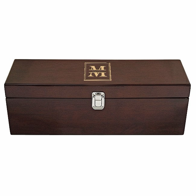 Split Monogram Single Bottle Wine Presentation Box with Tools