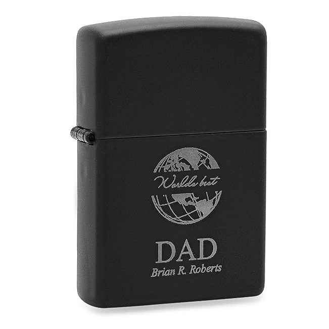World's Best Dad Black Matte Engravable Zippo Lighter