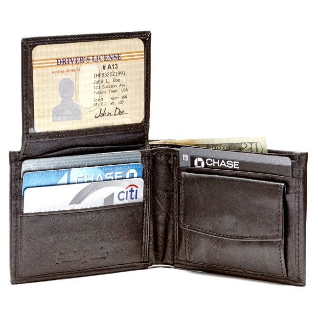 Men's Bifold Wallet with ID Flap & Change Pouch
